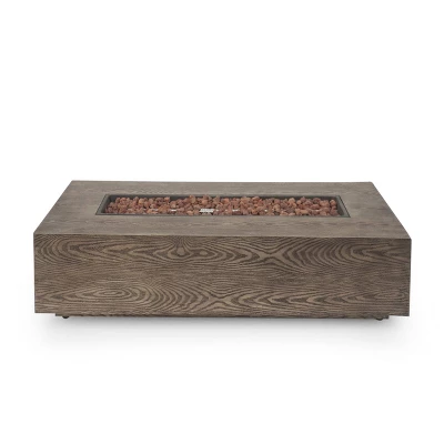 Aidan Outdoor 50000 BTU Iron Rectangular Fire Pit Wood Pattern Brown - Christopher Knight Home 8 Aidan Outdoor 50000 BTU Iron Rectangular Fire Pit Wood Pattern Brown - Christopher Knight Home - Image 6