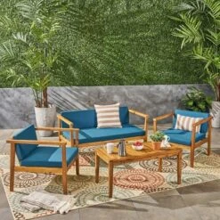 Newbury 4pc Acacia Wood Chat Set - Christopher Knight Home -Outdoor Furniture Store GUEST b5a28c46 d730 4a70 8f9f c59f7491df2d