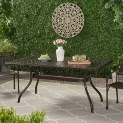 Phoenix Rectangle Cast Aluminum Table - Hammered Bronze - Christopher Knight Home -Outdoor Furniture Store GUEST b767d510 bedc 4dd6 9892 fbdc6b281aba