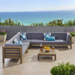 Oana 6pc Acacia Wood Patio Sectional Seating Set - Christopher Knight Home -Outdoor Furniture Store GUEST b7ec30b0 2d30 45b7 b0af ffe51b1269d1