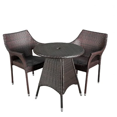 Ceylon 3-piece Wicker Patio Bistro Set - Brown - Christopher Knight Home 3 Ceylon 3-piece Wicker Patio Bistro Set - Brown - Christopher Knight Home