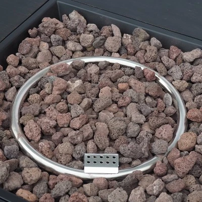 Wellington 33" Square Iron Gas Fire Pit - Brushed Brown - Christopher Knight Home 7 Wellington 33" Square Iron Gas Fire Pit - Brushed Brown - Christopher Knight Home - Image 5