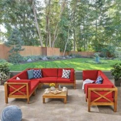 Brava 9pc Acacia Sectional Sofa & Table Set - Christopher Knight Home 13 Brava 9pc Acacia Sectional Sofa & Table Set - Christopher Knight Home -Outdoor Furniture Store GUEST ba544cd9 7a79 414f b99b 0dcd45f66e59