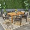 Damon 7pc Wood & Wicker Expandable Dining Set - Natural/Brown - Christopher Knight Home -Outdoor Furniture Store GUEST bb066863 5e0a 4a7e 9cf9 981876fb1b40
