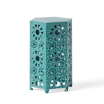 Eliana 12" Sunburst Outdoor Patio Iron Side Table - Crackle Teal - Christopher Knight Home 4 Eliana 12" Sunburst Outdoor Patio Iron Side Table - Crackle Teal - Christopher Knight Home - Image 2