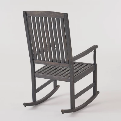 Arcadia Acacia Wood Rocking Chair Dark Gray - Christopher Knight Home 7 Arcadia Acacia Wood Rocking Chair Dark Gray - Christopher Knight Home - Image 5