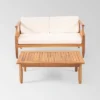 Aston 2pc Acacia Mid-Century Modern Loveseat Set - Teak/Cream - Christopher Knight Home -Outdoor Furniture Store GUEST be0651e8 ab24 4623 8668 186c9dd3fff2