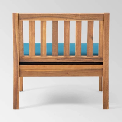 Yadira 3pc Acacia Wood Chat Set - Teak/Dark Teal - Christopher Knight Home 4 Yadira 3pc Acacia Wood Chat Set - Teak/Dark Teal - Christopher Knight Home - Image 2