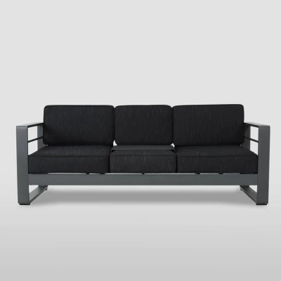 Cape Coral 3pc Metal Patio Sofa Set With Cushions - Gray/Dark Gray - Christopher Knight Home 10 Cape Coral 3pc Metal Patio Sofa Set With Cushions - Gray/Dark Gray - Christopher Knight Home - Image 8