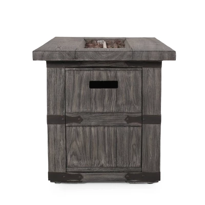 Arnton Outdoor 40000 BTU Rectangle Fire Pit Wood Gray - Christopher Knight Home 8 Arnton Outdoor 40000 BTU Rectangle Fire Pit Wood Gray - Christopher Knight Home - Image 6