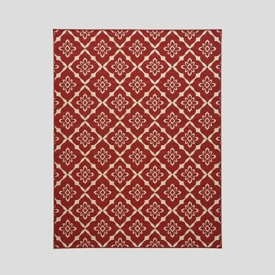 Tallevast Trellis Outdoor Rug Red/Ivory - Christopher Knight Home 8 Tallevast Trellis Outdoor Rug Red/Ivory - Christopher Knight Home - Image 6