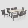 Jefferson 9pc Wood And Wicker Dining Set - Light Gray/Gray - Christopher Knight Home -Outdoor Furniture Store GUEST c3458e2e bd9d 4b7f 9df8 00d505631f48