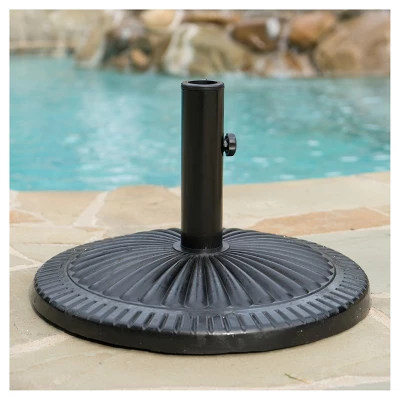 Syros Round Resin And Steel Umbrella Base - Black - Christopher Knight Home 4 Syros Round Resin And Steel Umbrella Base - Black - Christopher Knight Home - Image 3