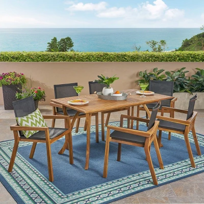 O'Shanter 7pc Acacia Dining Set - Christopher Knight Home 7 O'Shanter 7pc Acacia Dining Set - Christopher Knight Home - Image 5