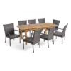Hayes 9pc Wood & Wicker Expandable Dining Set - Natural/Brown - Christopher Knight Home -Outdoor Furniture Store GUEST c544bb44 50f7 4622 854c ec3de12c7e78