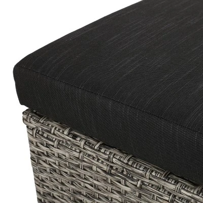 Puerta 2pk Outdoor Wicker Ottomans With Cushions - Black/Dark Gray - Christopher Knight Home 11 Puerta 2pk Outdoor Wicker Ottomans With Cushions - Black/Dark Gray - Christopher Knight Home - Image 9