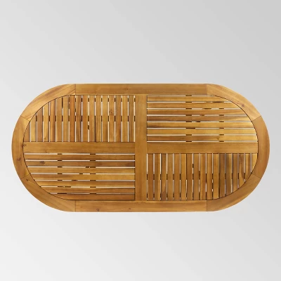 Hermosa 7pc Acacia Wood Oval Dining Set - Teak/Cream - Christopher Knight Home 7 Hermosa 7pc Acacia Wood Oval Dining Set - Teak/Cream - Christopher Knight Home - Image 5