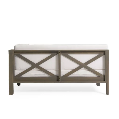 2pc Brava Outdoor Acacia Wood Right Arm Loveseat & Coffee Table With Cushion Gray/White - Christopher Knight Home 10 2pc Brava Outdoor Acacia Wood Right Arm Loveseat & Coffee Table With Cushion Gray/White - Christopher Knight Home - Image 8