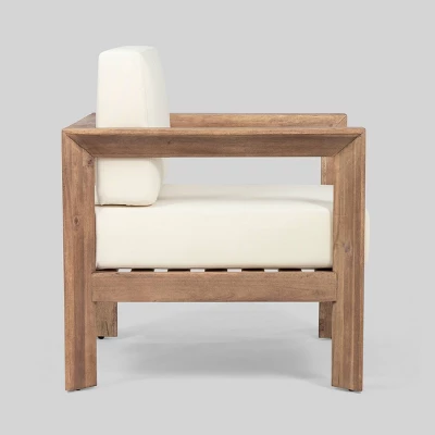 Genser 2pk Acacia Wood Club Chairs Brown/Beige - Christopher Knight Home 5 Genser 2pk Acacia Wood Club Chairs Brown/Beige - Christopher Knight Home - Image 3