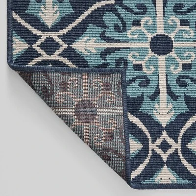 7'10" X 10' Morocco Trellis Outdoor Rug Navy/Blue - Christopher Knight Home 6 7'10" X 10' Morocco Trellis Outdoor Rug Navy/Blue - Christopher Knight Home - Image 4