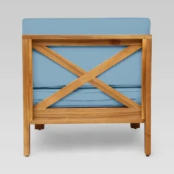 Brava 5pc Acacia Sectional Sofa Set - Teak/Blue - Christopher Knight Home -Outdoor Furniture Store GUEST c9496fc0 1bc1 46aa b305 6191d217a6bf