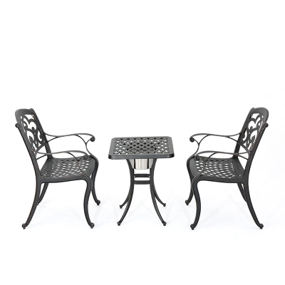 Alexa 3pc Cast Aluminum Bistro Set - Shiny Copper - Christopher Knight Home 3 Alexa 3pc Cast Aluminum Bistro Set - Shiny Copper - Christopher Knight Home