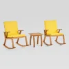 Champlain 3pc Acacia Wood Rocking Chairs Set Teak/Yellow - Christopher Knight Home -Outdoor Furniture Store GUEST caf75848 dc86 4484 96ea 873dff17bdcd