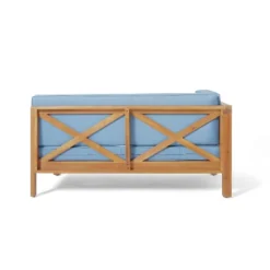2pc Brava Outdoor Acacia Wood Left Arm Loveseat & Coffee Table With Cushion Teak/Blue - Christopher Knight Home 17 2pc Brava Outdoor Acacia Wood Left Arm Loveseat & Coffee Table With Cushion Teak/Blue - Christopher Knight Home -Outdoor Furniture Store GUEST cb67acbd abd3 4f04 974d 63ebf7ab4077
