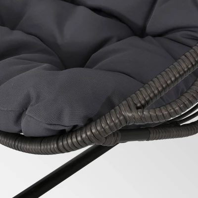 Crumpton Outdoor Wicker Hanging Chair With Stand - Gray/Dark Gray - Christopher Knight Home 5 Crumpton Outdoor Wicker Hanging Chair With Stand - Gray/Dark Gray - Christopher Knight Home - Image 3