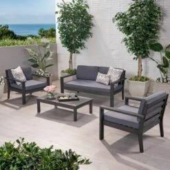 Santa Ana 4pc Gray Acacia Wood Conversation Set - Christopher Knight Home -Outdoor Furniture Store GUEST cbf5bd5a 94b4 42f6 a642 c8638707c7bf