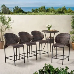Oyster Bay Set Of 4 Wicker Counterstool - Multibrown - Christopher Knight Home