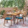 Juniper 7pc Acacia Wood Dining Set - Teak/Blue - Christopher Knight Home -Outdoor Furniture Store GUEST cc4a9be5 9d61 4a59 8ae1 33be7aef8e7e