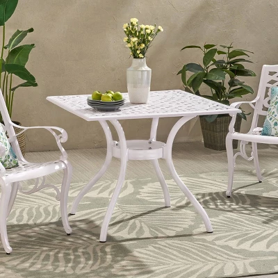 Phoenix Square Cast Aluminum Dining Table - White - Christopher Knight Home 6 Phoenix Square Cast Aluminum Dining Table - White - Christopher Knight Home - Image 4