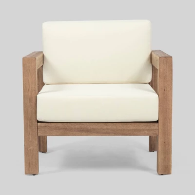 Genser 2pk Acacia Wood Club Chairs Brown/Beige - Christopher Knight Home 4 Genser 2pk Acacia Wood Club Chairs Brown/Beige - Christopher Knight Home - Image 2