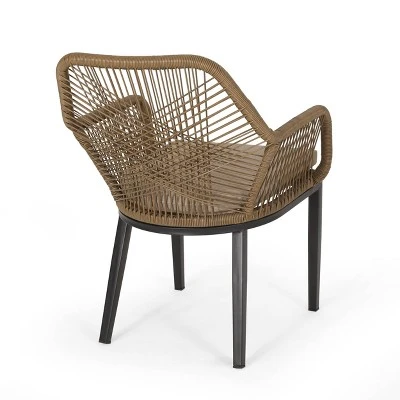 Russel 3pc Outdoor Wicker 2 Seater Chat Set - Light Brown/Beige - Christopher Knight Home 6 Russel 3pc Outdoor Wicker 2 Seater Chat Set - Light Brown/Beige - Christopher Knight Home - Image 4