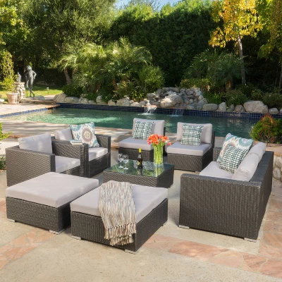 Santa Rosa 9pc All-Weather Wicker Patio Chat Set - Christopher Knight Home 7 Santa Rosa 9pc All-Weather Wicker Patio Chat Set - Christopher Knight Home - Image 5