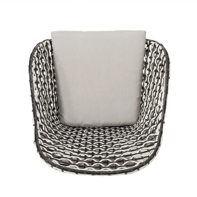 Neblett 3pc Patio Wicker Chat Set - White/Beige/Black - Christopher Knight Home 5 Neblett 3pc Patio Wicker Chat Set - White/Beige/Black - Christopher Knight Home - Image 3