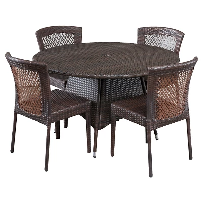 Bertha 5pc Wicker Patio Dining Set - Multibrown - Christopher Knight Home 3 Bertha 5pc Wicker Patio Dining Set - Multibrown - Christopher Knight Home