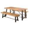 Catriona 3pc Acacia Wood Picnic Table - Teak Finish - Christopher Knight Home
