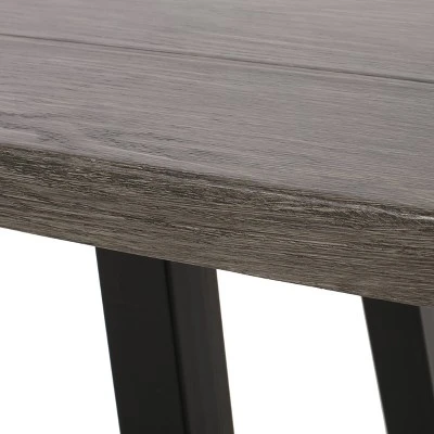 Pointe Outdoor Modern Industrial Aluminum Dining Bench - Gray/Matte Black - Christopher Knight Home 7 Pointe Outdoor Modern Industrial Aluminum Dining Bench - Gray/Matte Black - Christopher Knight Home - Image 5