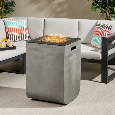 Adio Square 19.5" Light Weight Concrete Gas Fire Column Light Gray - Christopher Knight Home 3 Adio Square 19.5" Light Weight Concrete Gas Fire Column Light Gray - Christopher Knight Home