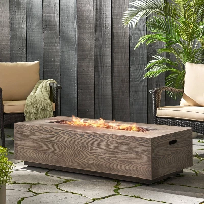 Aidan Outdoor 50000 BTU Iron Rectangular Fire Pit Wood Pattern Brown - Christopher Knight Home 4 Aidan Outdoor 50000 BTU Iron Rectangular Fire Pit Wood Pattern Brown - Christopher Knight Home - Image 2