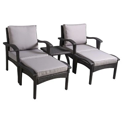 Honolulu 5pc Wicker Patio Seating Set With Cushions - Gray - Christopher Knight Home 3 Honolulu 5pc Wicker Patio Seating Set With Cushions - Gray - Christopher Knight Home