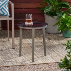 Pebble Iron Modern Side Table - Gray - Christopher Knight Home