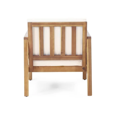 4pk Oana Outdoor Acacia Wood Chat Set With Cushions Teak/Beige - Christopher Knight Home 3 4pk Oana Outdoor Acacia Wood Chat Set With Cushions Teak/Beige - Christopher Knight Home