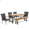 Salons 6pc Acacia & Wicker Dining Set - Teak/Brown - Christopher Knight Home -Outdoor Furniture Store GUEST d771b57d e02b 49c0 98a1 c2a6b25978c7