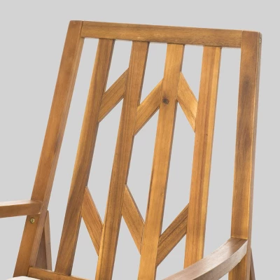 Nuna 2pc Acacia Wood Patio Rocking Chair Set - Teak/Cream - Christopher Knight Home 6 Nuna 2pc Acacia Wood Patio Rocking Chair Set - Teak/Cream - Christopher Knight Home - Image 4