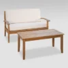 Peyton 2pc Acacia Wood Loveseat And Coffee Table Set - Teak/Beige - Christopher Knight Home -Outdoor Furniture Store GUEST da2105a4 bb3a 4541 a6fc 01b6bc917ac0