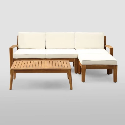 Grenada 5pc Acacia Sectional Patio Sofa Set Teak - Christopher Knight Home 3 Grenada 5pc Acacia Sectional Patio Sofa Set Teak - Christopher Knight Home