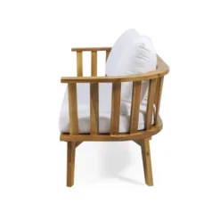 Solano 4pc Outdoor Wooden Chat Set With Rectangular Coffee Table - White/Teak - Christopher Knight Home -Outdoor Furniture Store GUEST df0cde68 9140 45ca a664 5d63489bbe71